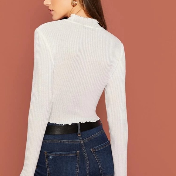 Lettuce trim rib knit longsleeve tee - Picture 2 of 8